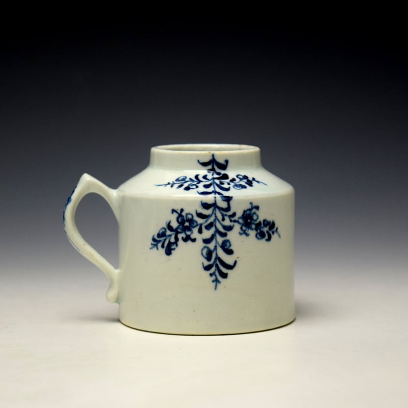 Lowestoft Prunus Root Pattern Mustard Pot c1772 (3)