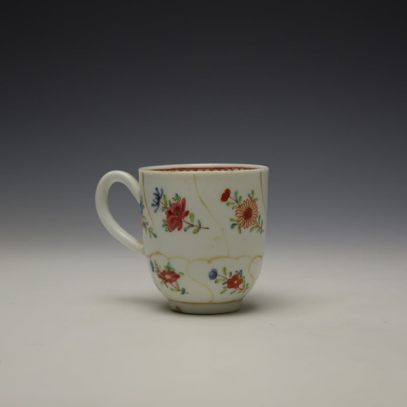 Lowestoft Queens Floral Pattern Coffee Cup c1770-80 (3)