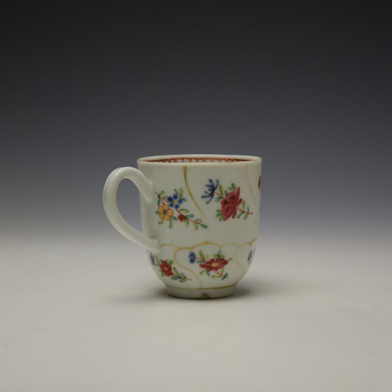 Lowestoft Queens Floral Pattern Coffee Cup c1770-80 (4)
