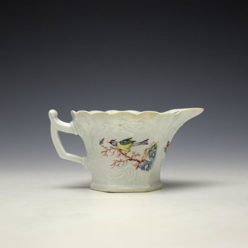 Worcester Bird Pattern Hexagonal Creamer c1753-54 (4)