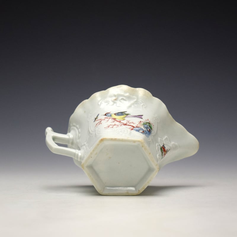 Worcester Bird Pattern Hexagonal Creamer c1753-54 (8)