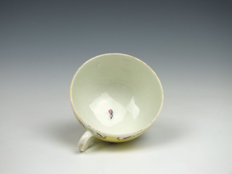 First period Worcester yellow ground tea cup and saucer (6)