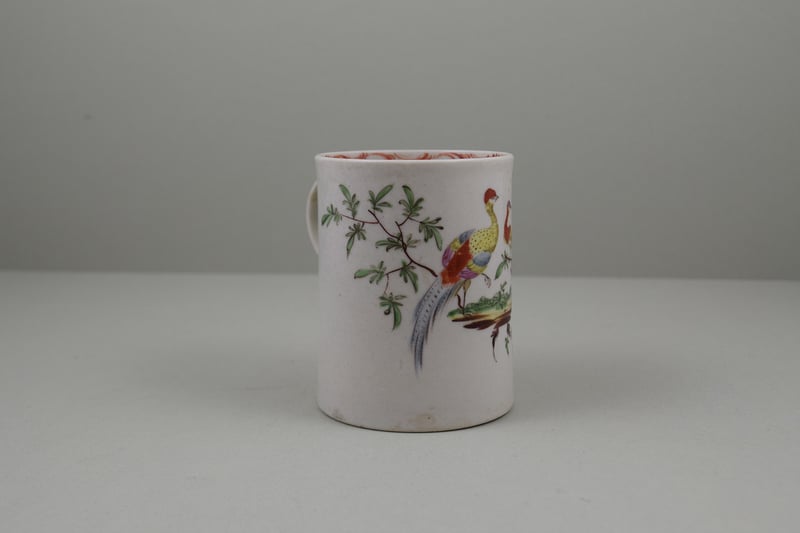 Liverpool Porcelain William Reid Exotic Bird Bird Pattern Mug, C1756-58 (3)