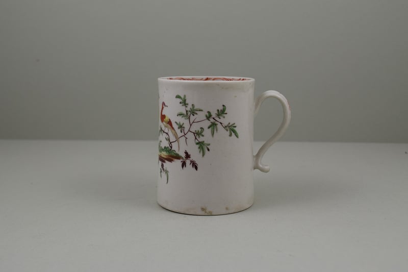 Liverpool Porcelain William Reid Exotic Bird Bird Pattern Mug, C1756-58 (8)