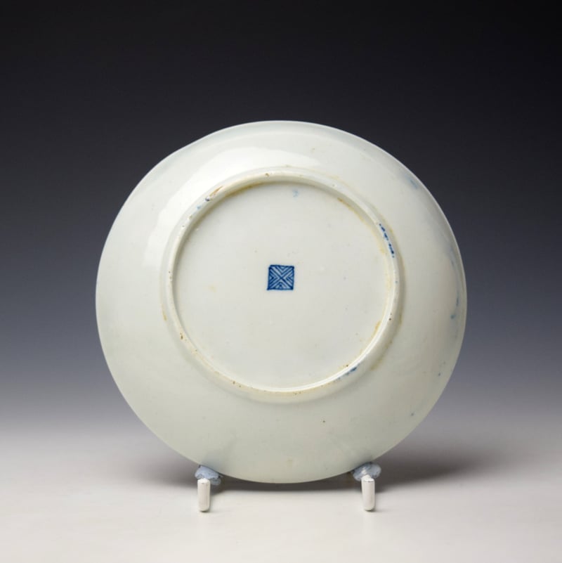 Worcester Blue Scale Queens Pattern Teacup and Saucer c1770 (10)