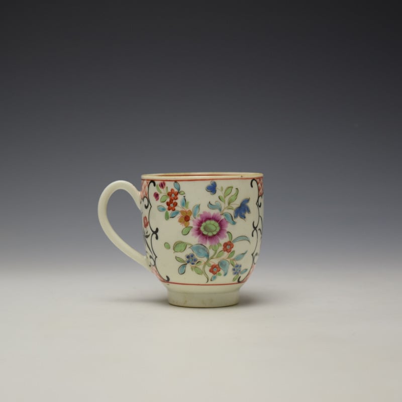 Worcester Flowers Within Panels Pattern Coffee Cup c1770-80 (3)