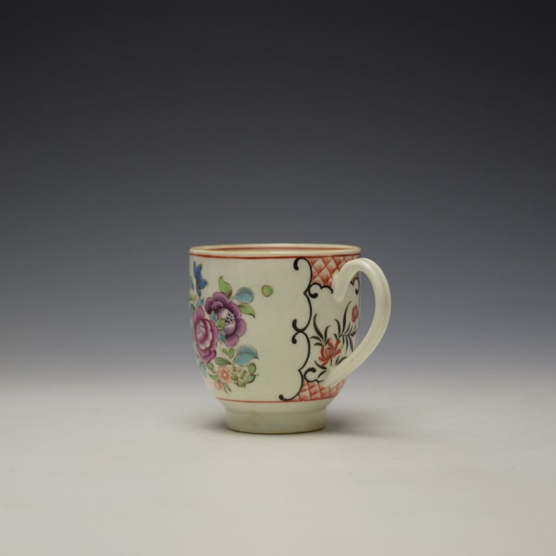 Worcester Flowers Within Panels Pattern Coffee Cup c1770-80 (5)