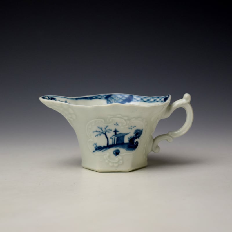 Worcester Bare Tree Pagoda Pattern Creamer c1760 (1)