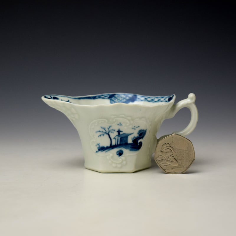 Bare Tree Pagoda Pattern Hexagonal Creamer c1760 (B)