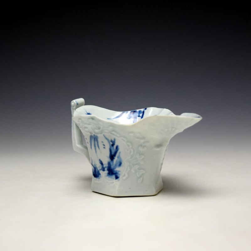 Worcester The Sinking Boat Fisherman Pattern Hexagonal Creamboat c1754-55 (4)