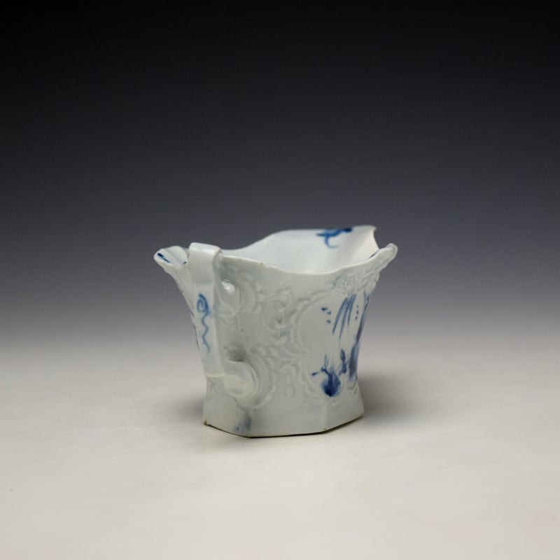 Worcester The Sinking Boat Fisherman Pattern Hexagonal Creamboat c1754-55 (6)
