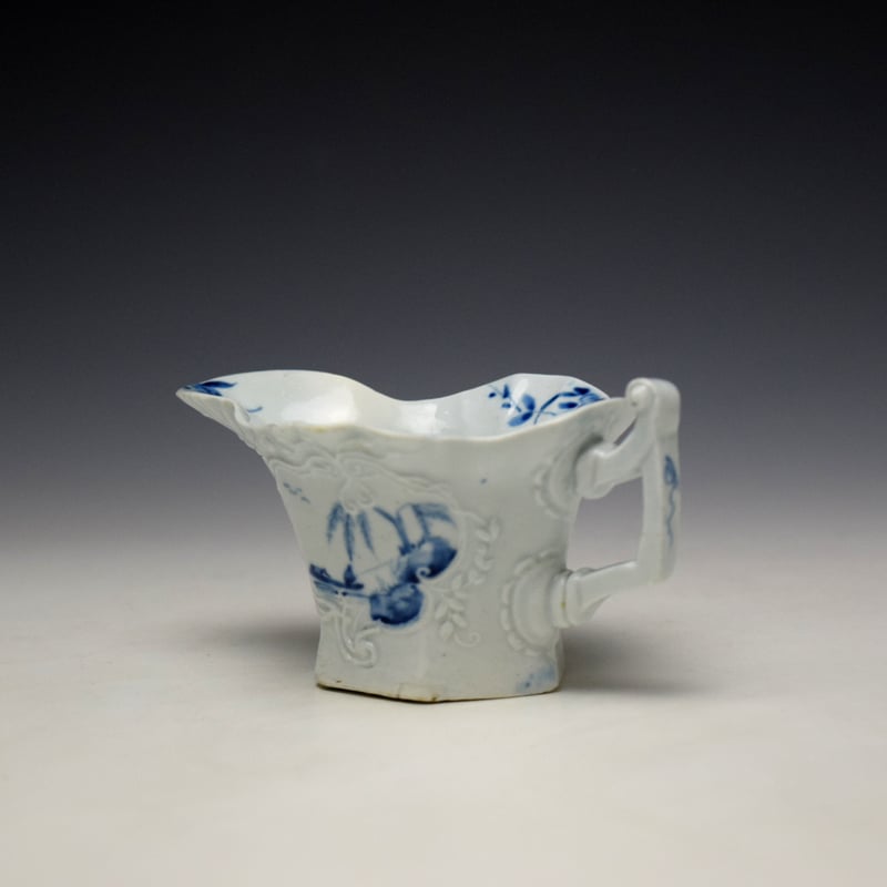 Worcester The Sinking Boat Fisherman Pattern Hexagonal Creamboat c1754-55 (7)