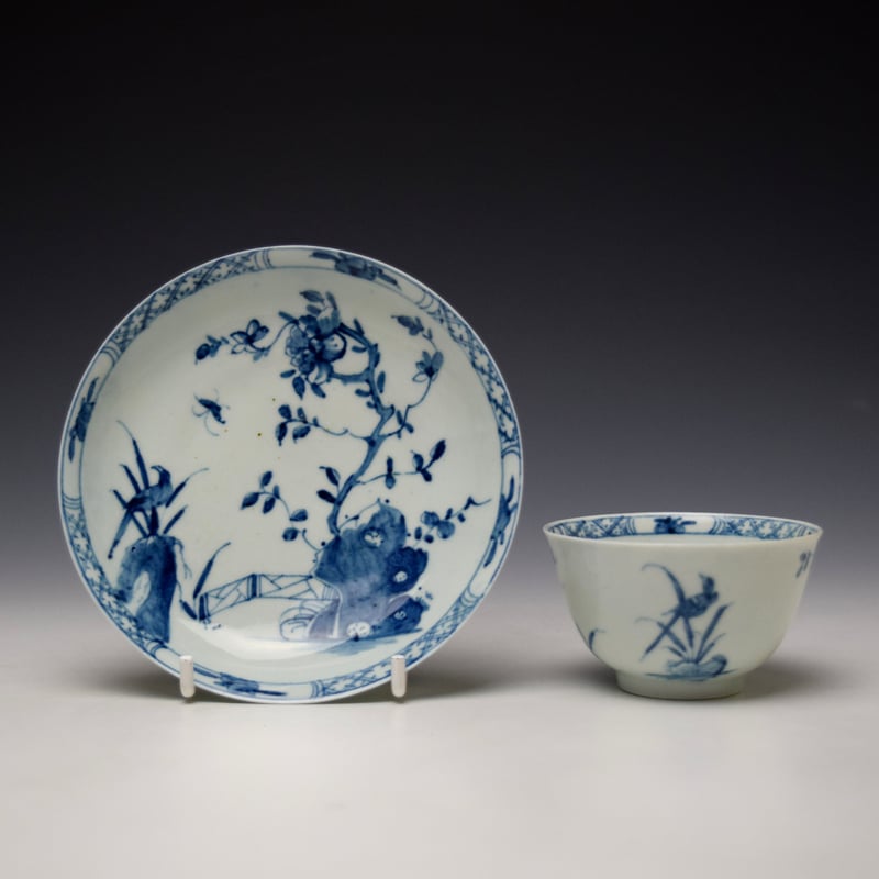 Warbler Pattern Teabowl and Saucer c1754