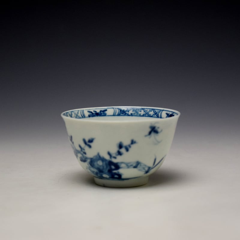 Worcester Warbler Pattern Teabowl and Saucer c1754-60 (3)