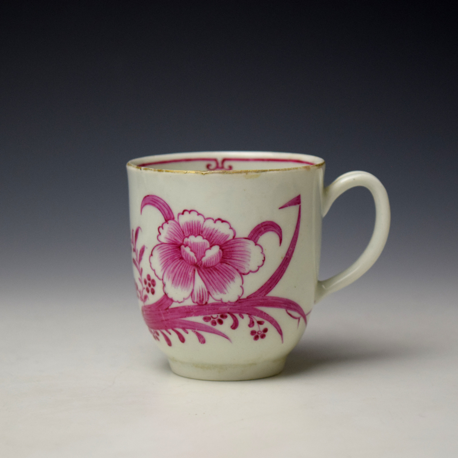 Puce Monochrome Floral Pattern Coffee Cup c1765-70 Ex Vanzoi Lin Collection